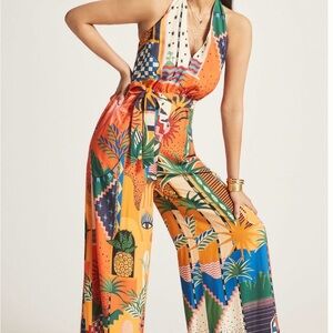 Farm Rio Anthropologie Halter Jumpsuit small